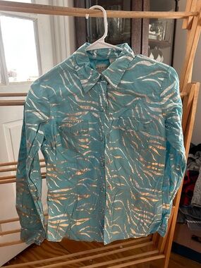Roper Teal Shirt Jacket with Metallic Zebra Stripes